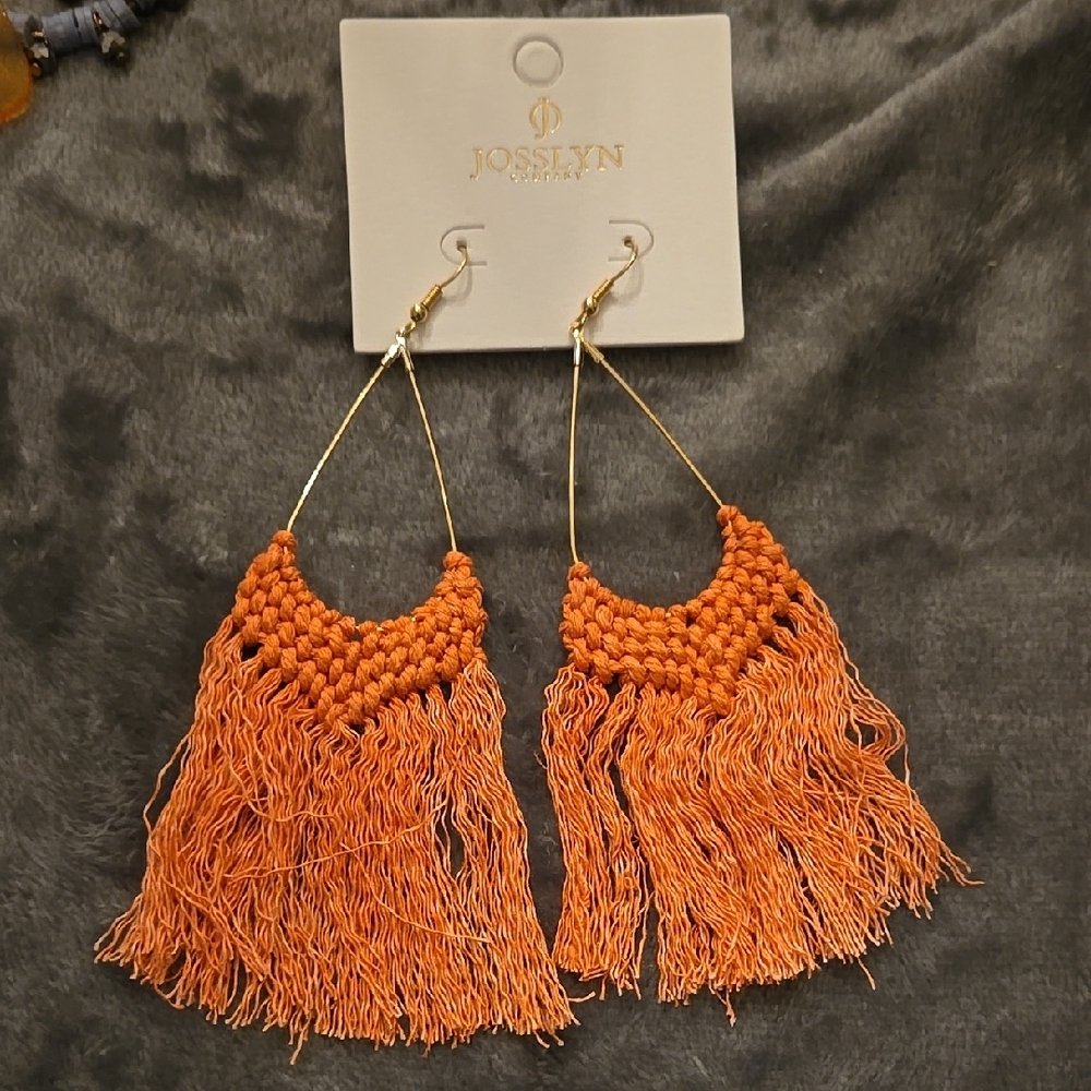 Josslyn Orange Fringe Earrings